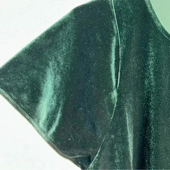 Madewell Size Small Velvet Butterfly Short Sleeves Slightly Cropped Boxy Green - Picture 8 of 10
